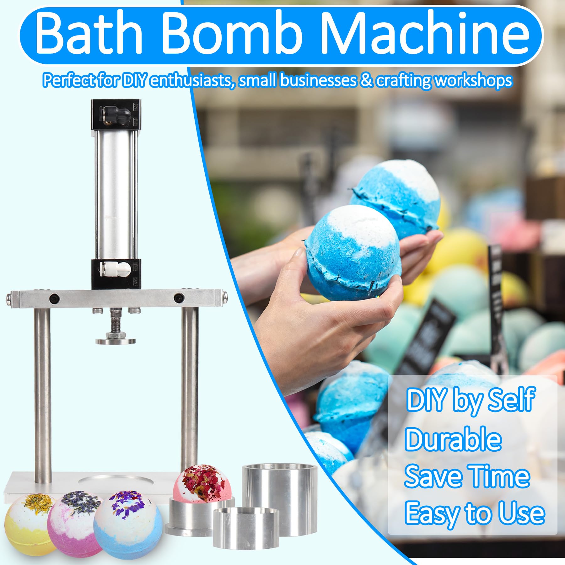 Bath Bomb Press Machine - DIY Bath Bomb Molds Kit for Women & Adults, Perfect for Homemade Spa Gifts, Small Business & Aromatherapy (Great for Relaxation, Birthday Presents & Home Spa Treatments)