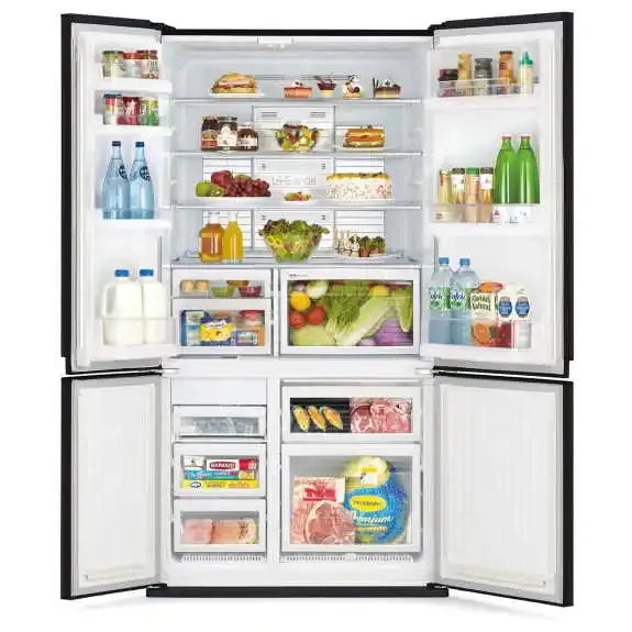 Mitsubishi Electric 635L French Door Refrigerator - Energy Efficient Black Stainless Steel Fridge for Modern Kitchen & Large Family Storage