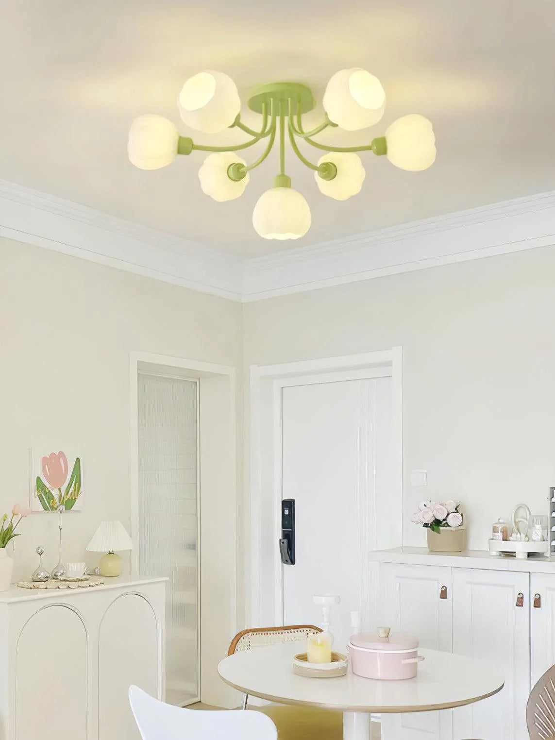 Pumpkin Matcha Ceiling Light - Modern LED Hanging Fixture for Bedroom, Living Room & Kitchen | Dimmable Soft Lighting for Cozy Home Decor