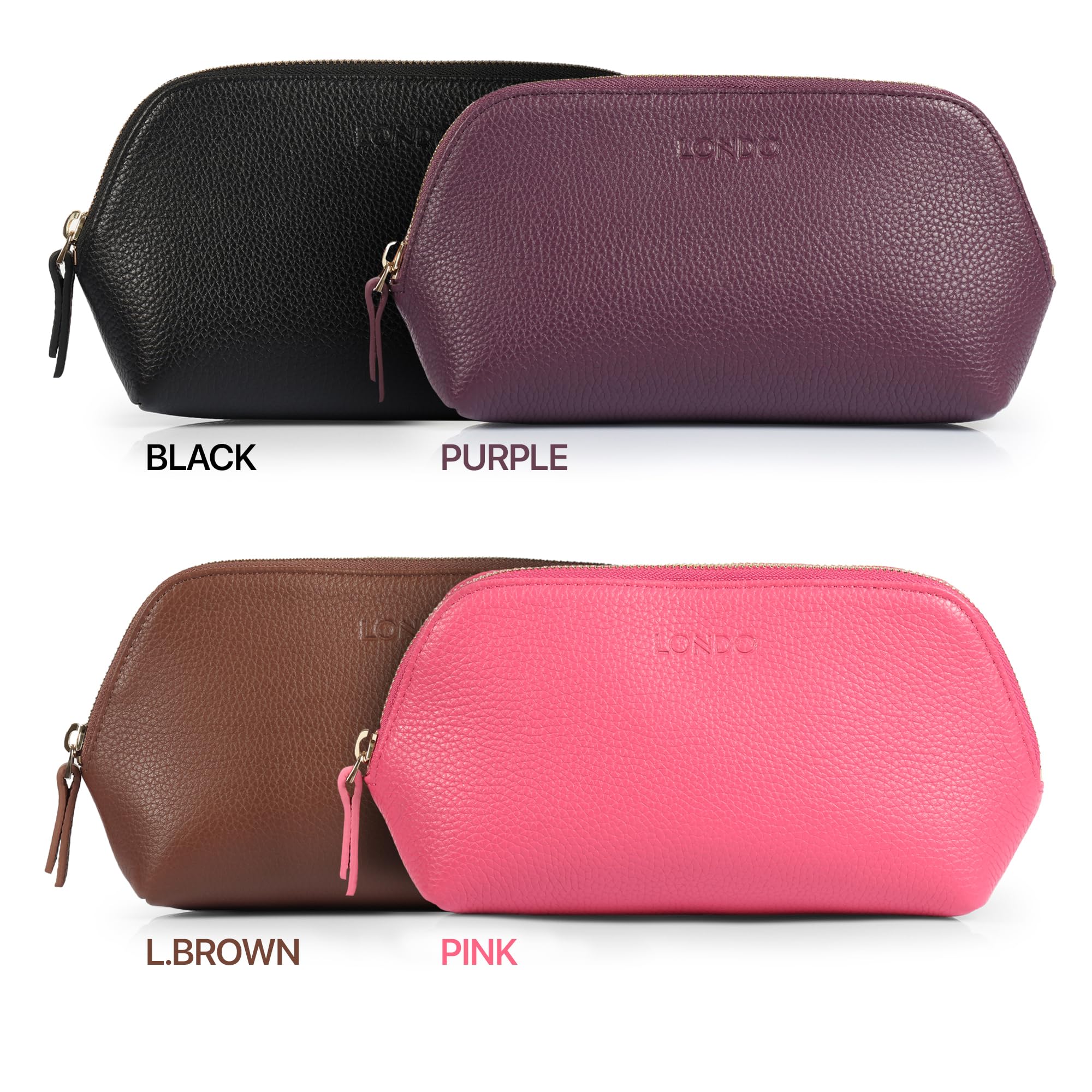 Genuine Leather Makeup Bag for Women - Waterproof Cosmetic Pouch & Travel Toiletry Organizer, Luxury Clutch for Makeup Brushes, Jewelry & Essentials | Perfect for Travel, Gym, Daily Use & Gift