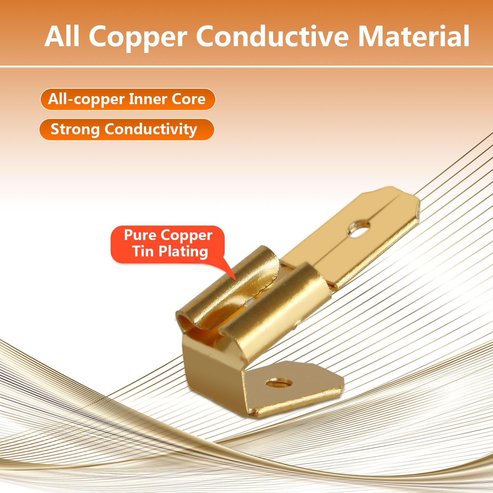 60 PCS Non-Insulated Brass Piggyback Spade Connectors - Female Male Quick Disconnect Wire Terminals with 3 Way Adapter | Gold Plated for Enhanced Conductivity | Perfect for Automotive, Home Appliances & DIY Electrical Projects