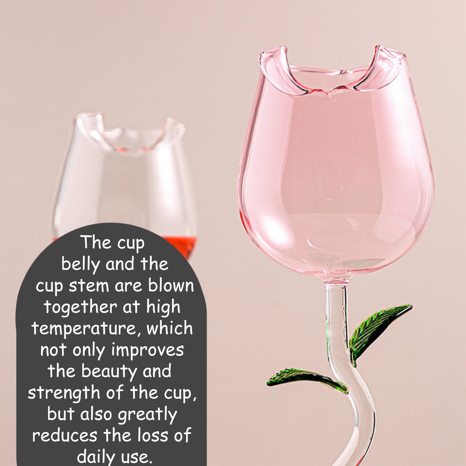 2Pcs Rose Flower Wine Glasses - Elegant Rose-Shaped Cocktail Glass Set for Wedding, Party, Dinner & Gifts | Perfect for Romantic Date Nights, Bridal Showers & Special Celebrations