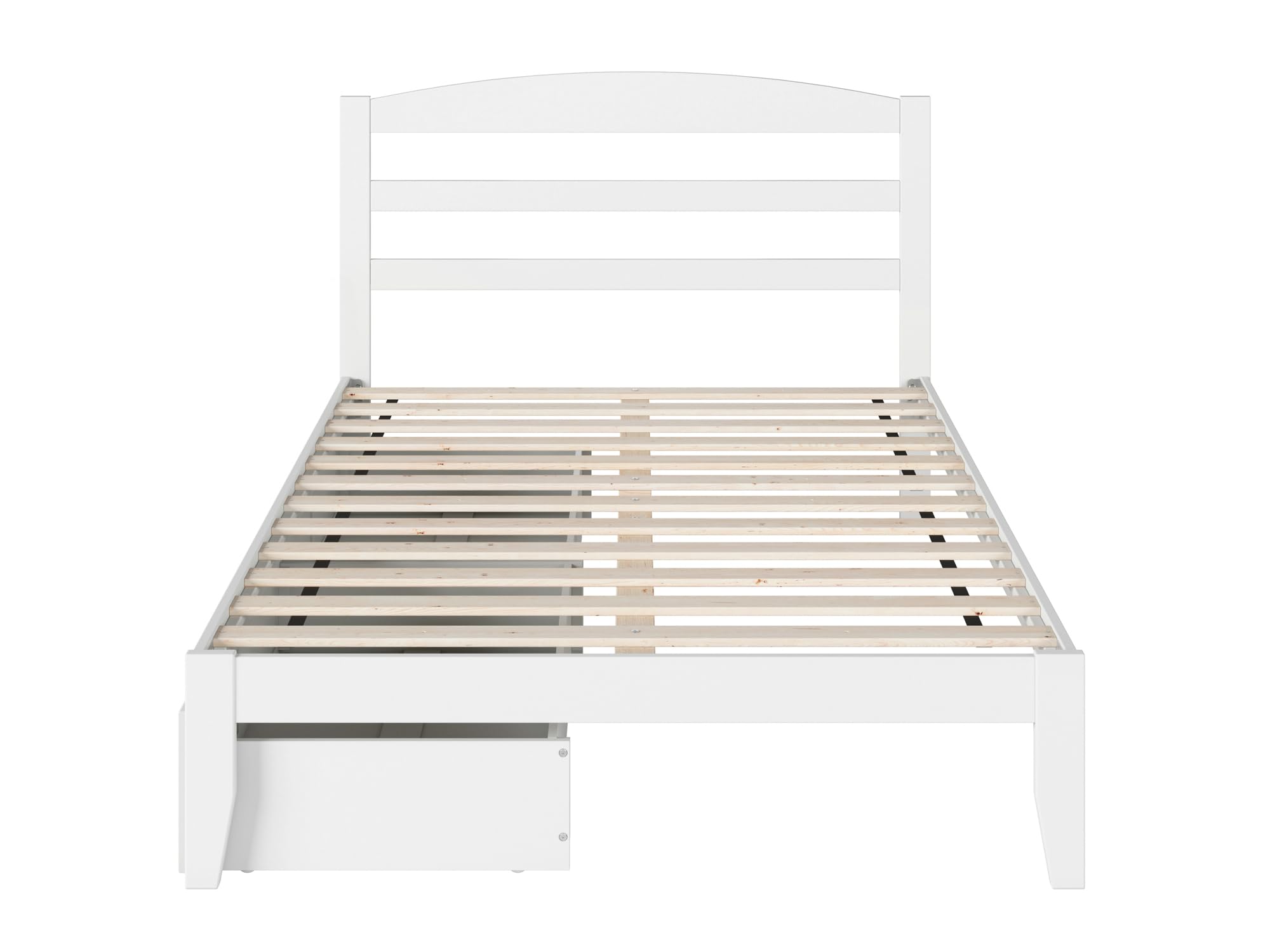 AFI Warren Full Size Platform Bed Frame with Storage Drawers (Set of 2) & Built-in USB Charging Ports - White Modern Bedroom Furniture for Small Spaces & Studio Apartments