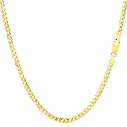 10K Yellow Gold Cuban Chain Necklace for Men - 2.8mm Solid Comfort Curb Link with Lobster Clasp (16