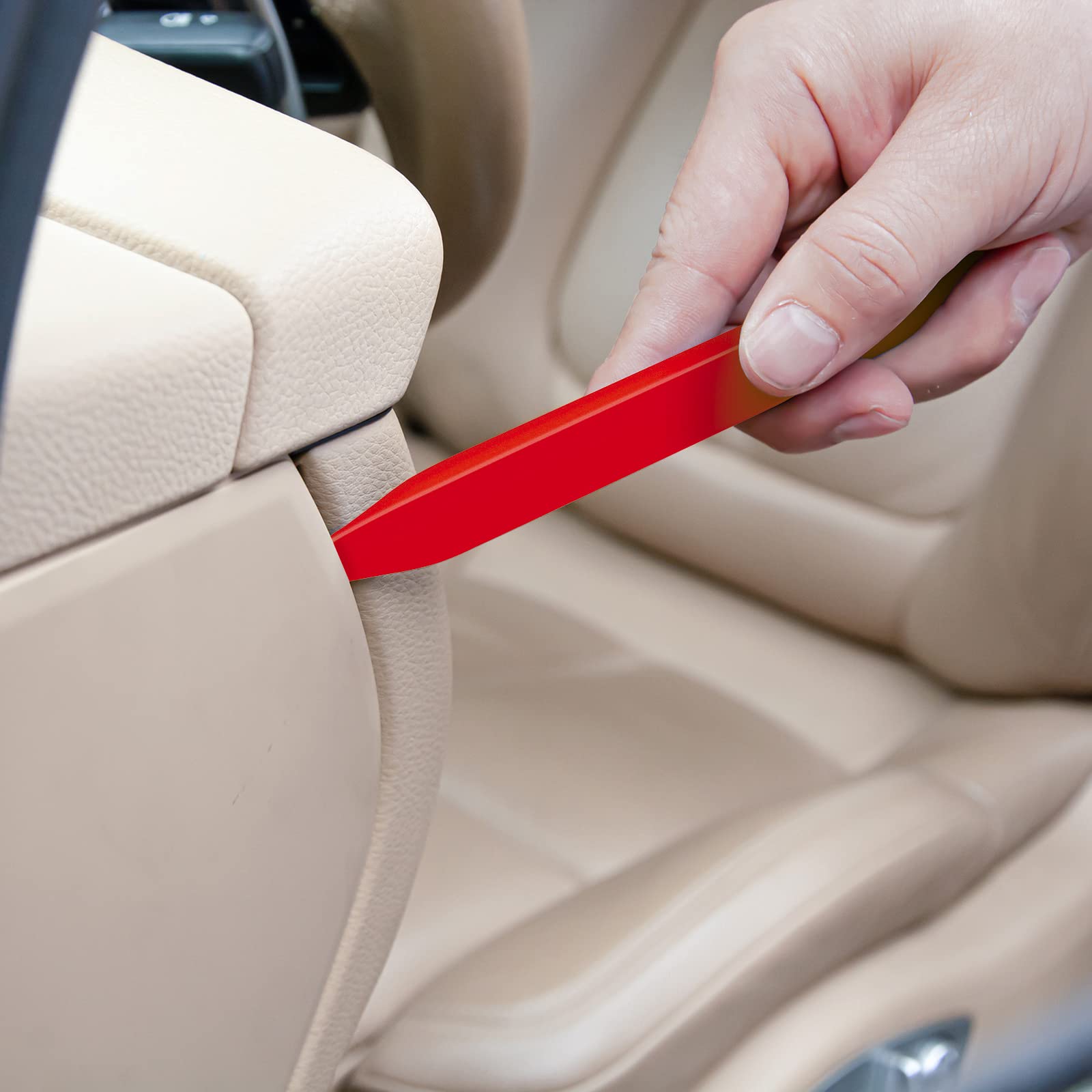 5-Piece Car Trim Removal Tool Kit - Auto Clip Pry Tool for Door, Dash & Dashboard Panel Fasteners - Upholstery & Body Repair Tools with Push Pin Puller (Red) - Perfect for DIY Auto Detailing & Interior Maintenance