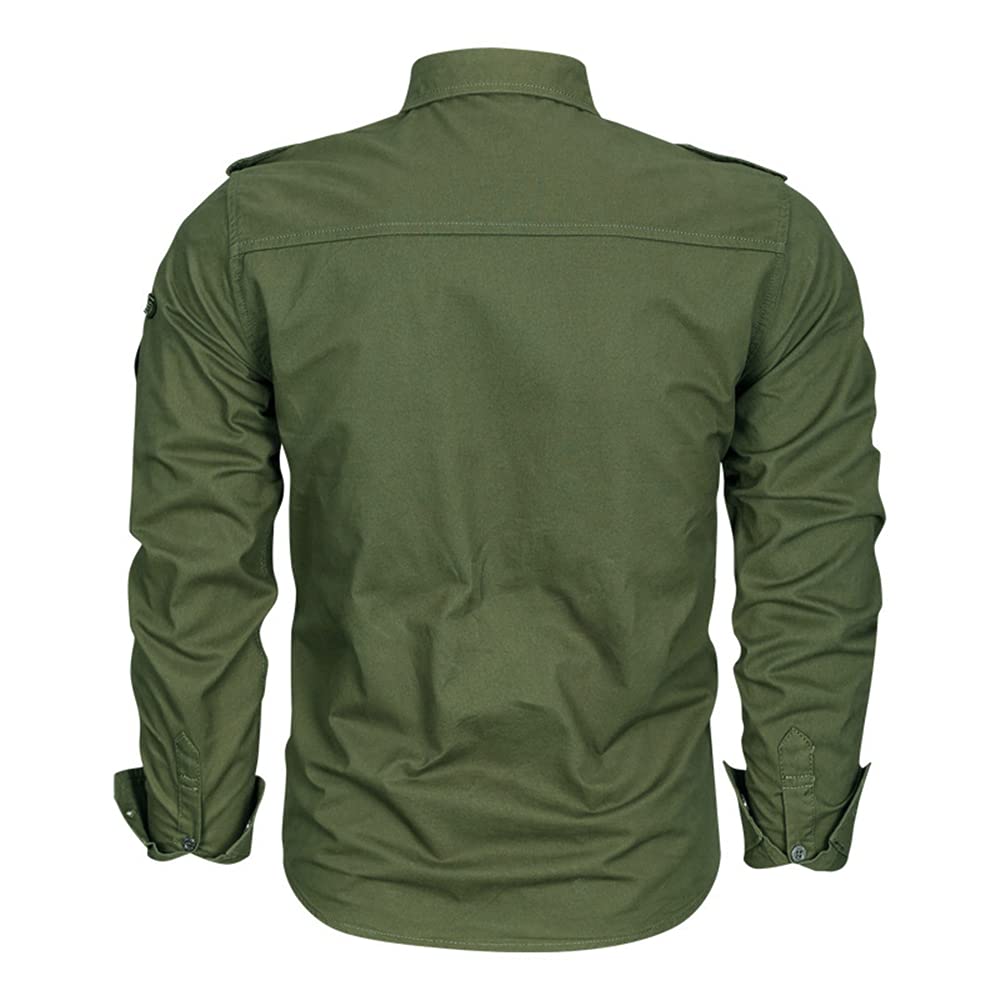 Men's Cotton Cargo Bomber Jacket Shirt - Military Tactical Style for Outdoor Adventure & Casual Wear
