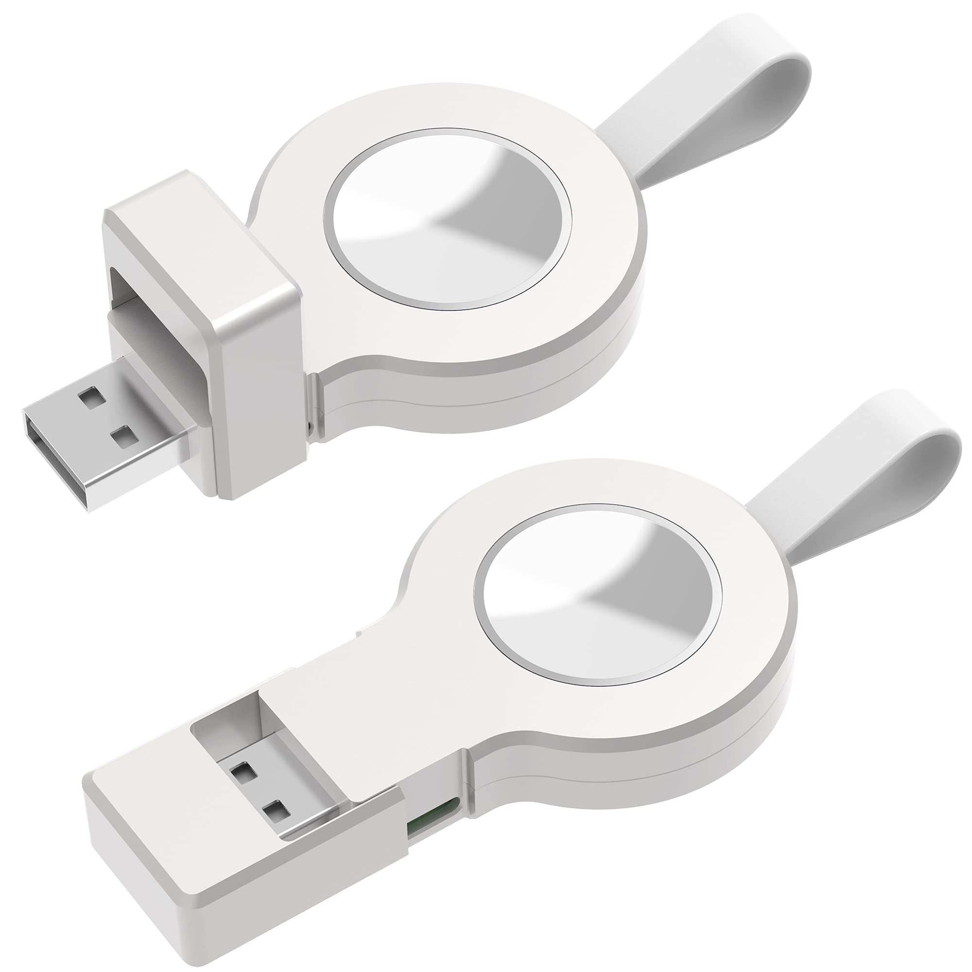 2 Pack Magnetic Wireless Charger for Apple Watch Series 6/5/4/3/2/1/SE (44mm/42mm/40mm/38mm) - Portable USB Fast Charging Pad, Travel-Friendly Cordless Charger - Perfect for Home, Office & Travel (White)