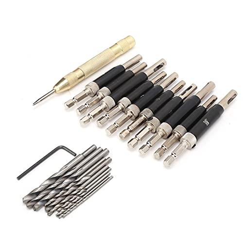 Self-Centering Hinge Drill Bit Set - Woodworking Countersink Drill Bits for Cabinet Hinges, Drawer Slides & Door Handles | Perfect for DIY Furniture Assembly & Home Improvement Projects