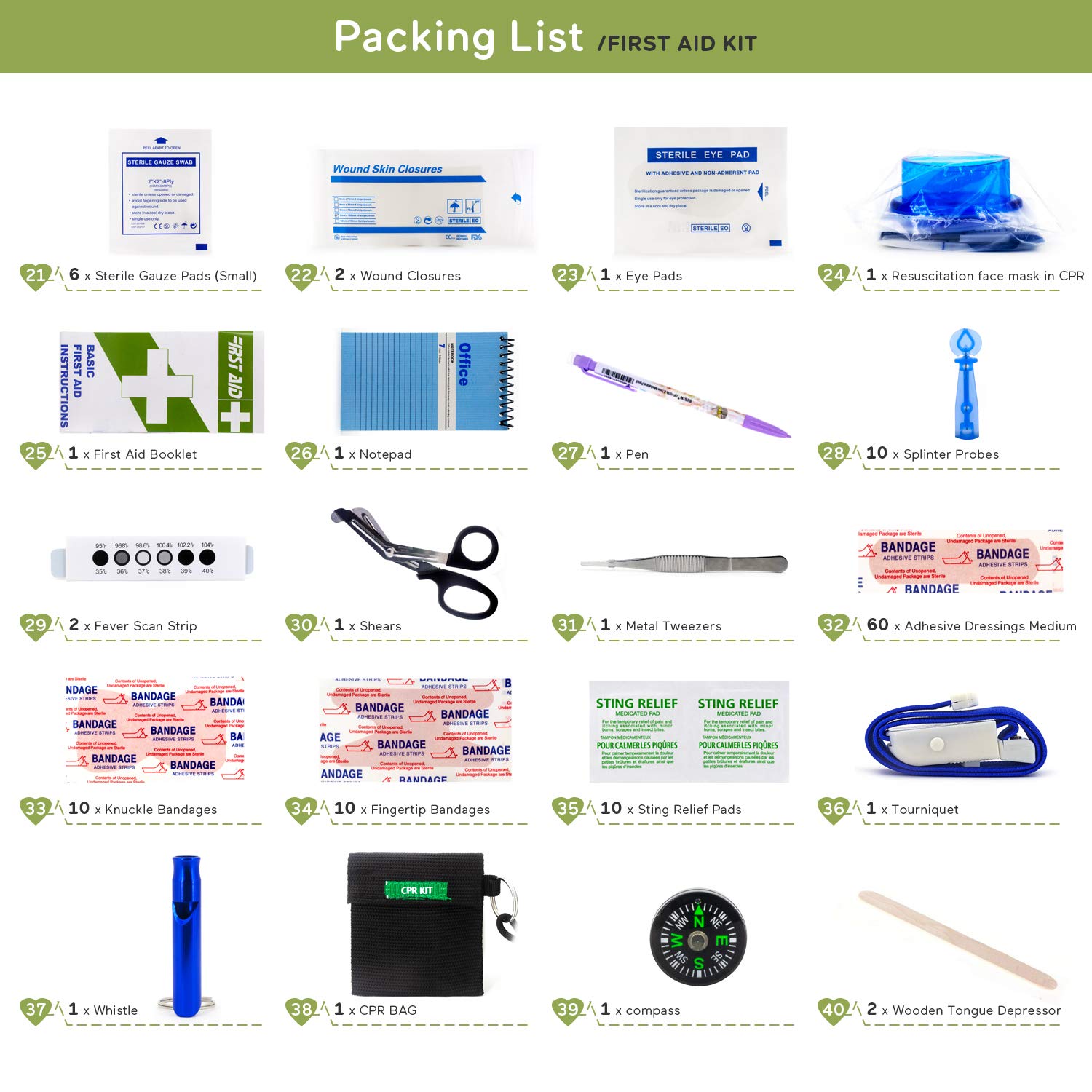255PCS First Aid Kit Survival Supplies Bag - All-Purpose Emergency Medical Pack with Labeled Compartments for Car, Camping, Hiking, Climbing & Backpacking | Perfect for Outdoor Adventures, Travel Safety & Home Emergency Preparedness