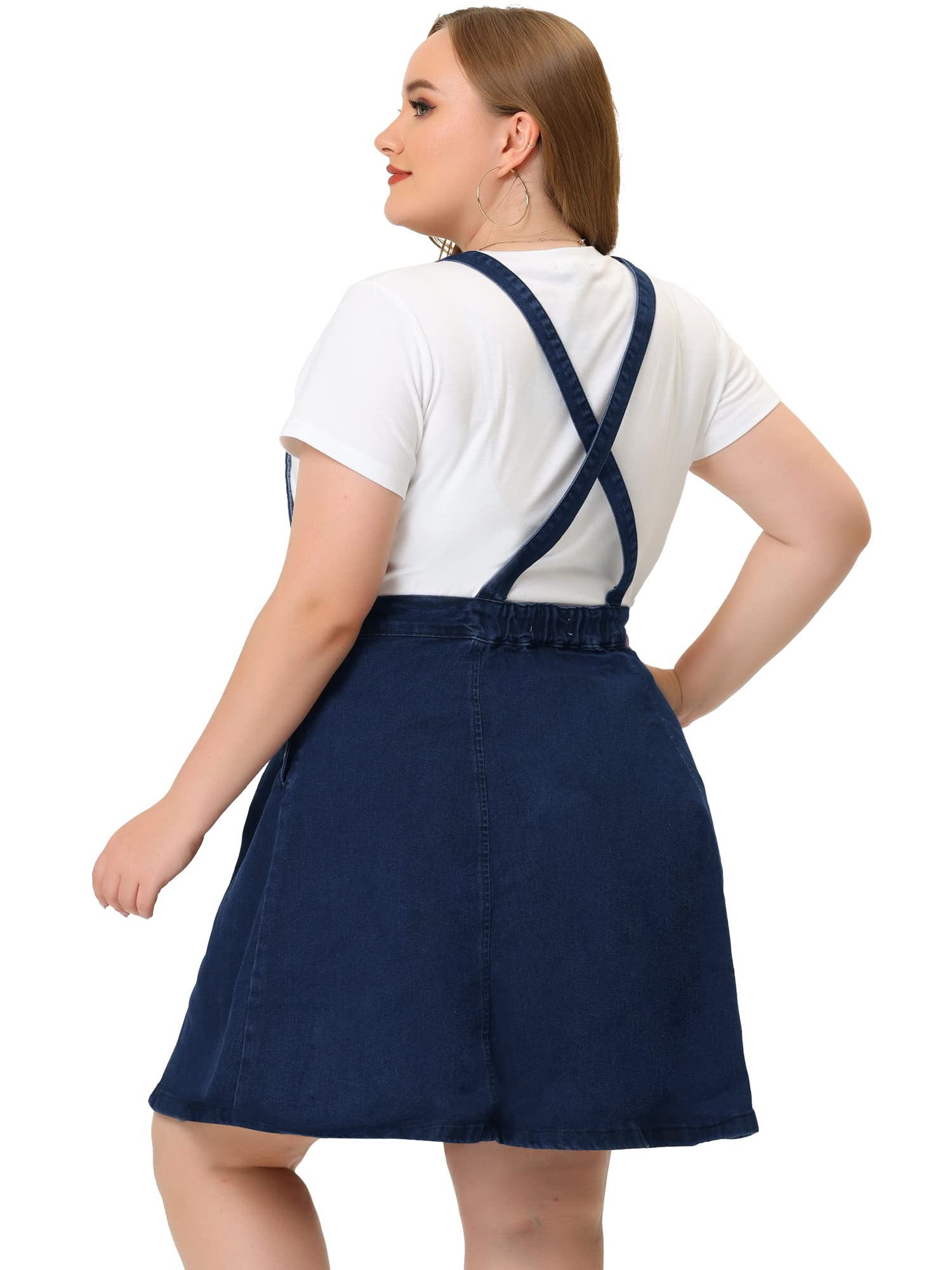 Agnes Orinda Plus Size Denim Overalls Dress for Women - Adjustable Strap Jumper Romper with Suspenders | Casual Outfit for Spring, Summer & Fall Fashion