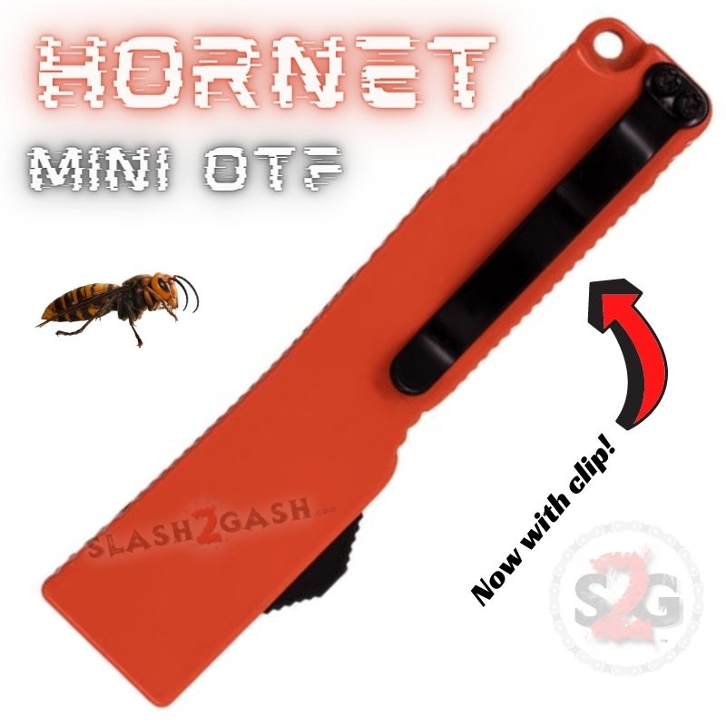 Orange Hornet Keychain Mini OTF Knife - Automatic Switchblade Dagger with Pocket Clip | EDC, Outdoor, Survival & Tactical Gear