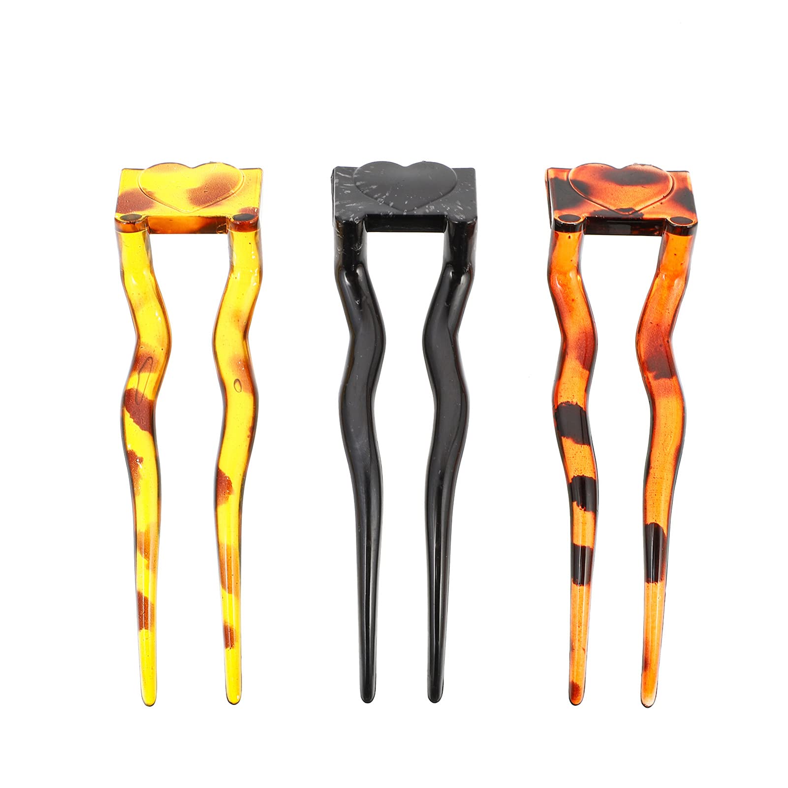 Beaupretty 3Pcs U-Shape Hair Clips - French Twist Resin Hairpins for Women, Durable Wavy Hair Accessories, Spiral Grip Hair Styling Pins for Updos, Buns & Wedding Hairstyles