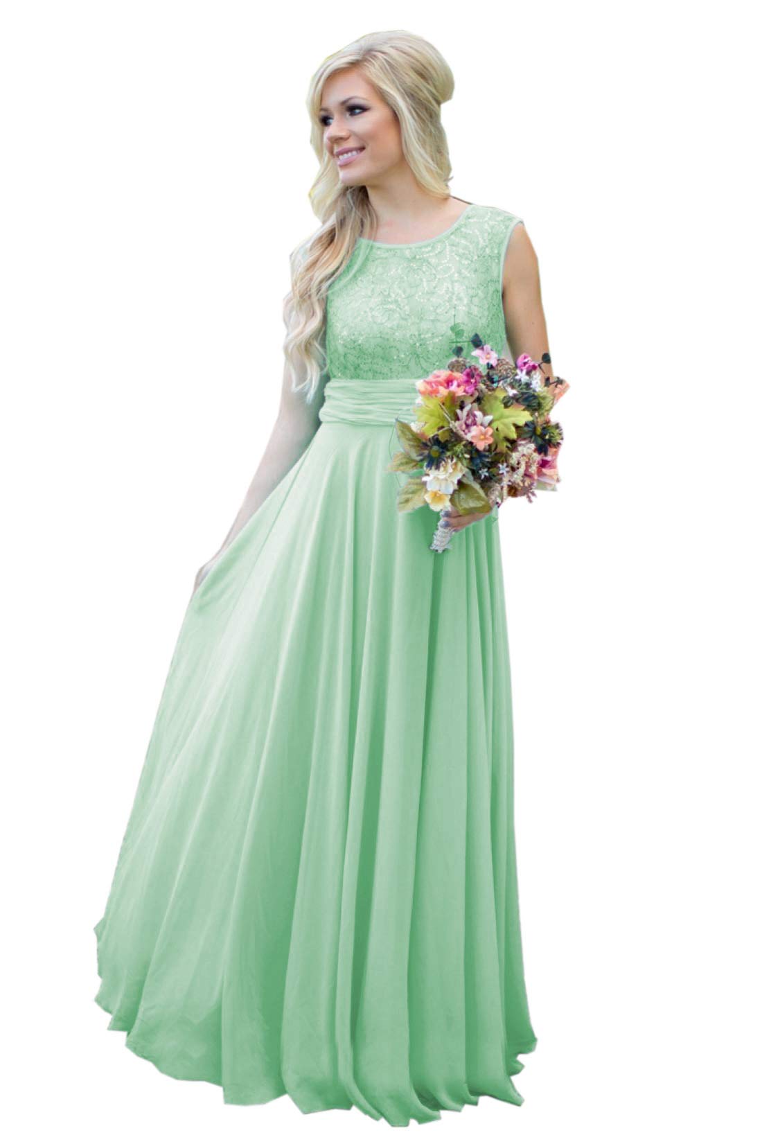 Elegant Long Lace Prom Dress for Women - Chiffon Formal Evening Gown with Flowy Skirt (Style LN178) | Perfect for Weddings, Bridesmaids, Homecoming & Special Occasions