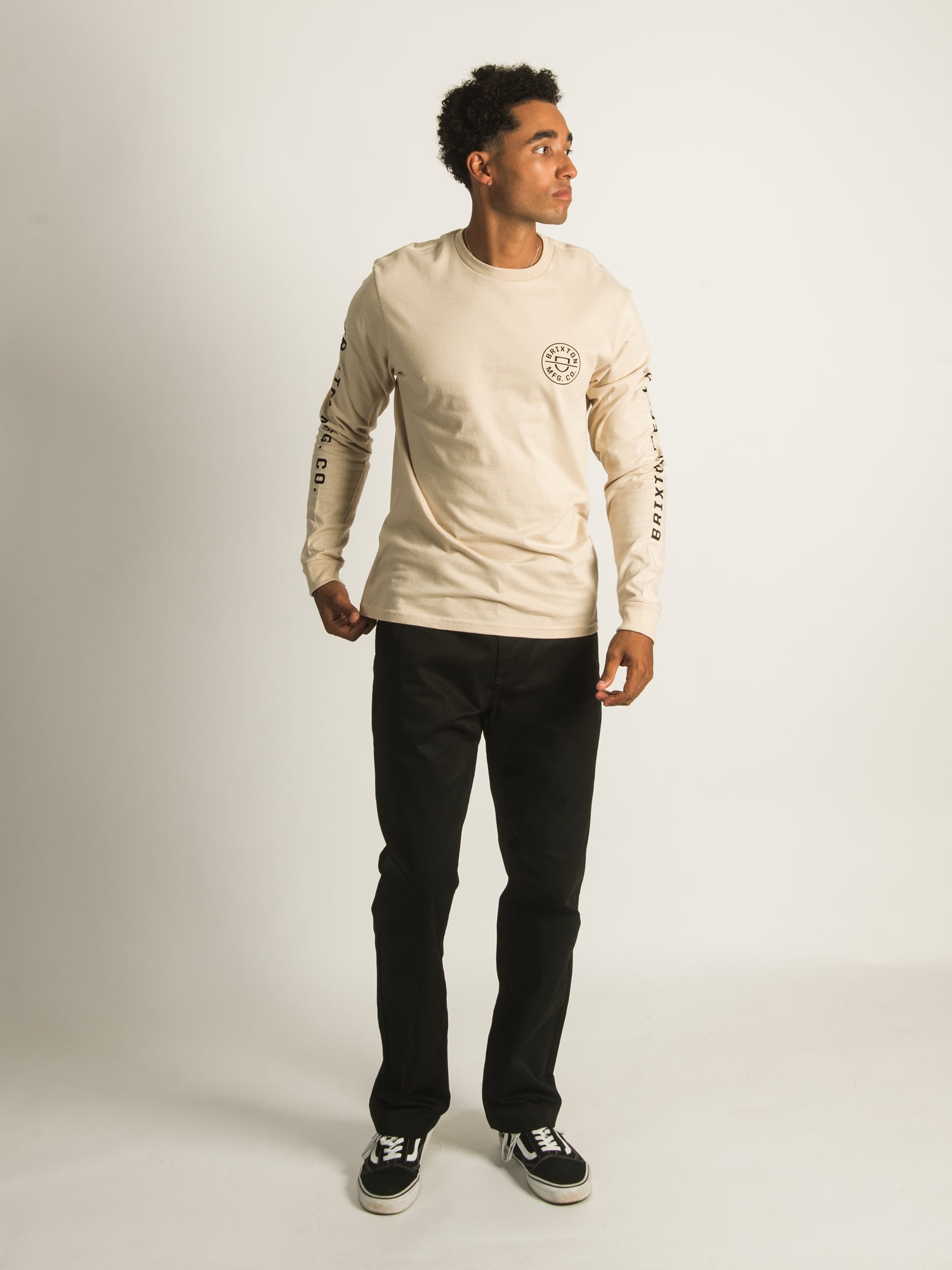 Brixton Crest Long Sleeve T-Shirt for Men | Soft Cotton Crewneck Tee | Casual & Streetwear Style | Perfect for Everyday Wear, Layering & Outdoor Activities
