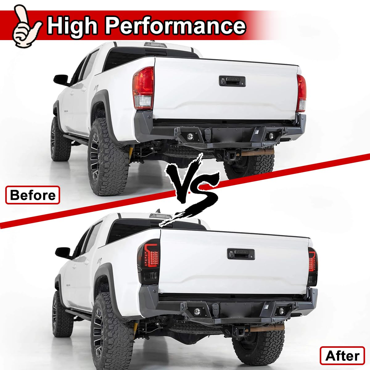 Nixon Offroad LED Tail Lights for Toyota Tacoma 2016-2023 - Matte Black Housing with Smoke Lens - Direct Replacement Rear Light Assembly (1 Pair) - Perfect for Off-Roading, Night Driving & Custom Truck Upgrades