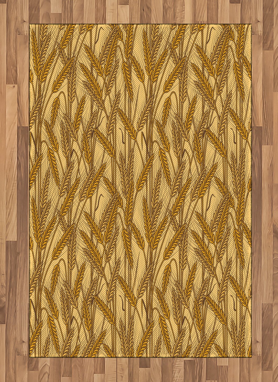 Ambesonne Harvest Area Rug - Wheat & Rye Field Farmhouse Design, Mustard Yellow 4'x5'7