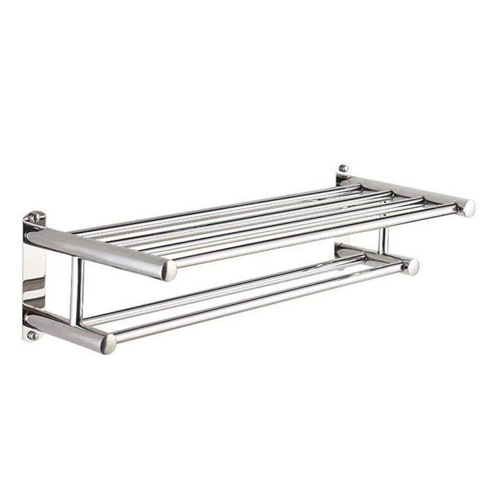 2-Tier Wall Mounted Bathroom Towel Rack - Space Saving Towel Holder for Bathroom, Shower & Hotel - Rustproof Stainless Steel Towel Organizer for Hand Towels & Washcloths - Perfect for Small Bathrooms & Apartment Living