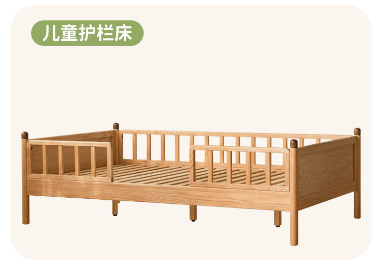 Solid Oak Wood Toddler Bed with Extended Safety Guardrail - Perfect for Kids' Bedrooms, Daycare, and Nursery Rooms