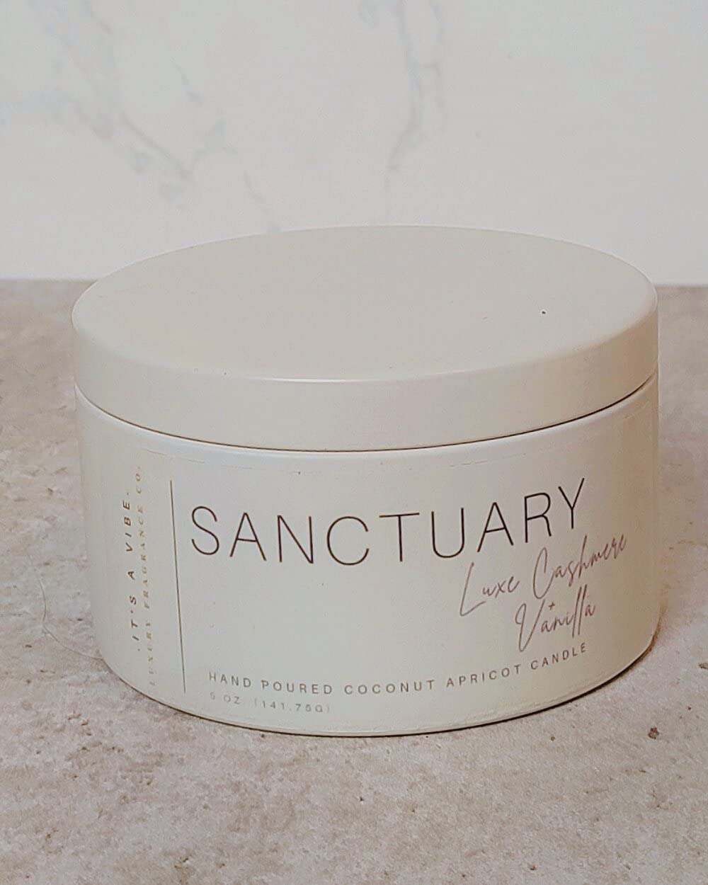 Luxury Scented Candles - Cashmere & Vanilla Scent, 5 oz Travel Candle with Crackling Wooden Wick, Handmade Aromatherapy Candle in Organic Coconut Apricot Wax - Perfect for Relaxation, Spa, Yoga & Home Decor