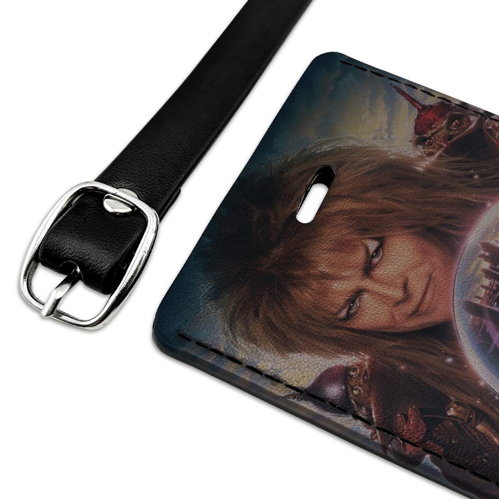 Labyrinth Crystal Ball Goblin King Leather Luggage Tag - Vintage Rectangle ID Card Holder for Travel Bags & Suitcases - Perfect for Cosplay, Movie Fans, and Fantasy Lovers