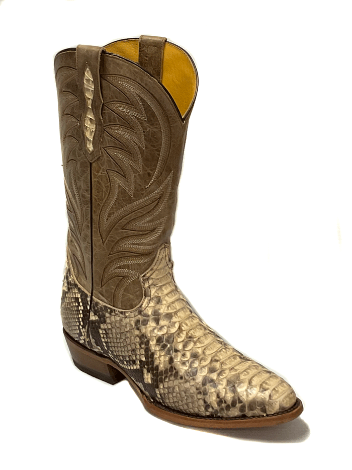 Roper Men's Exotic R Toe Peyton Python Boots - Tan Western Cowboy Boots for Men | Durable & Stylish for Rodeo, Country Music Festivals & Outdoor Adventures