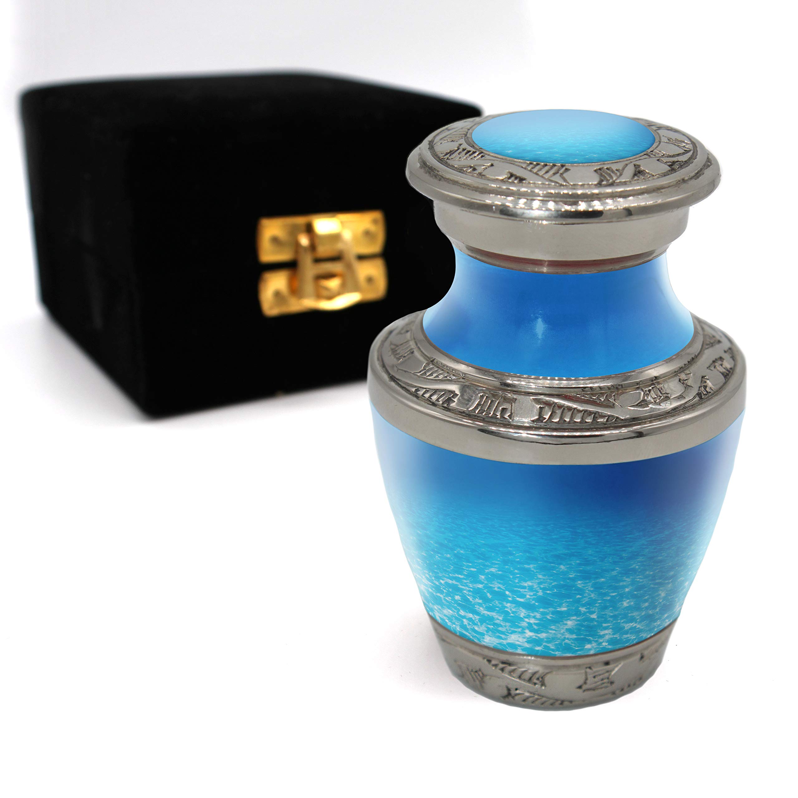 Ocean Tranquility Adult Male Cremation Urn - Handcrafted Personalized Memorial Urn for Human Ashes | Beautiful Decorative Urn Set of 4 | Perfect for Home Memorials, Funeral Services & Ash Scattering Ceremonies