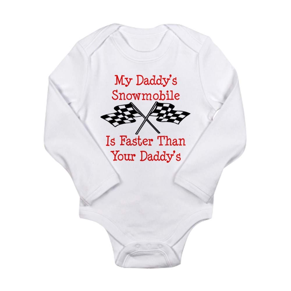 Daddy's Snowmobile is Fast Baby Bodysuit - Cute Infant One-Piece Outfit for Snowmobile Enthusiasts | Perfect for Family Photos, Winter Adventures & Motorcycle Lover Gifts
