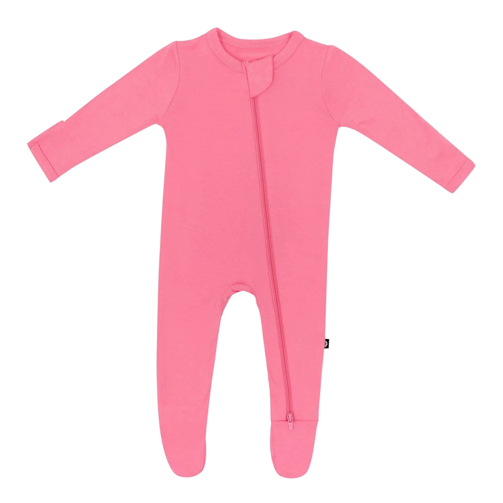 Kyte Baby Zippered Footie Pajamas - Soft Organic Cotton Baby Sleepsuit with Feet (Guava Pink) - Cozy & Breathable for Newborns, Infants & Toddlers - Perfect for Nighttime Sleep, Naptime & Playdates