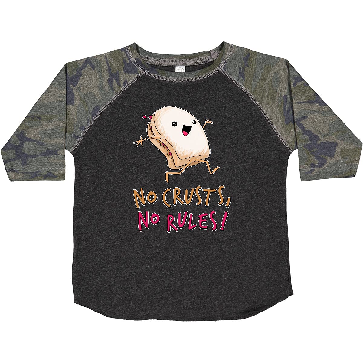 Inktastic No Crusts, No Rules - Funny PB&J Sandwich Graphic Toddler T-Shirt for Playful Kids | Perfect for Playdates, Daycare & Silly Outfits