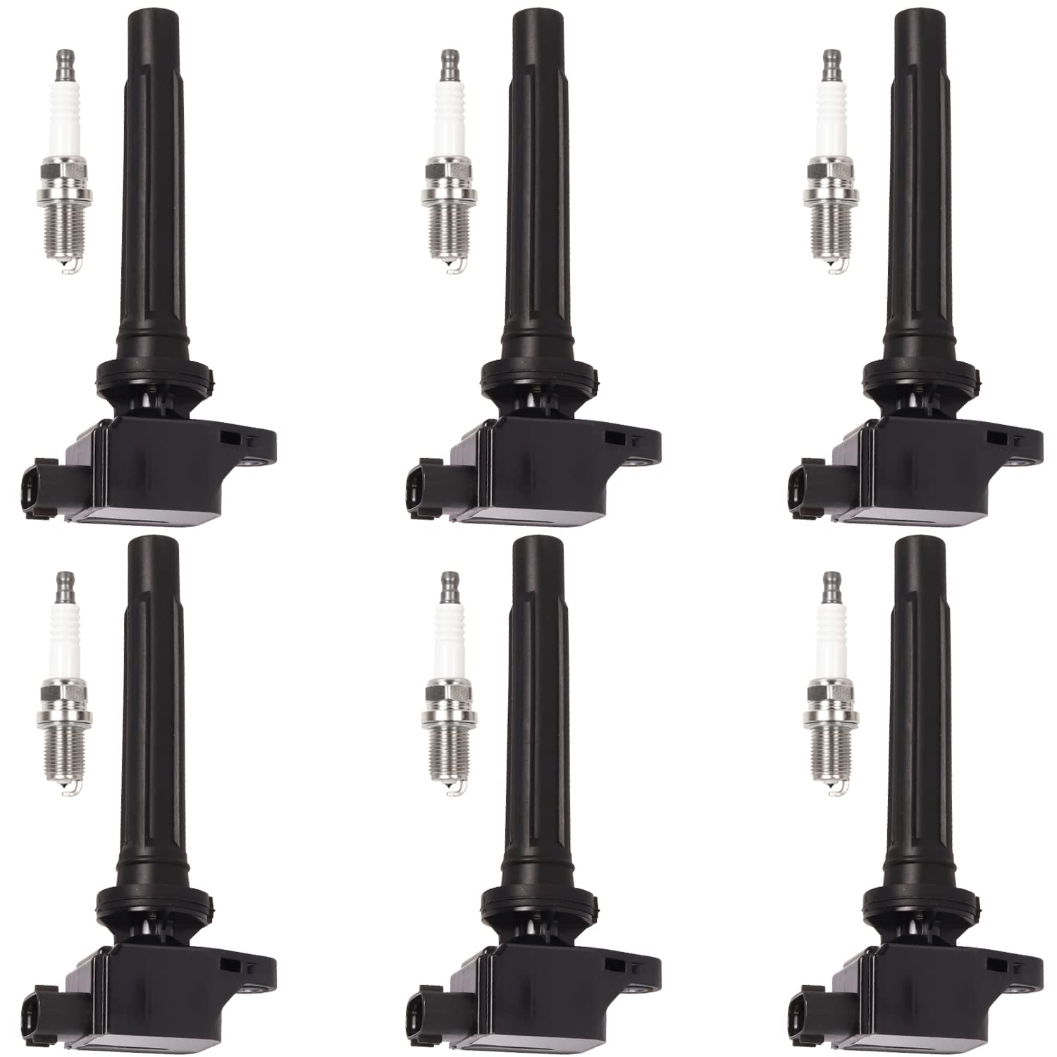 6pcs Ignition Coil Pack & Platinum Spark Plug Set Compatible with Suzuki Grand Vitara 2006-2008 2.7L V6 - High Performance Replacement Parts for Smooth Engine Start & Acceleration - Perfect for Off-Roading, Daily Commute & Engine Maintenance