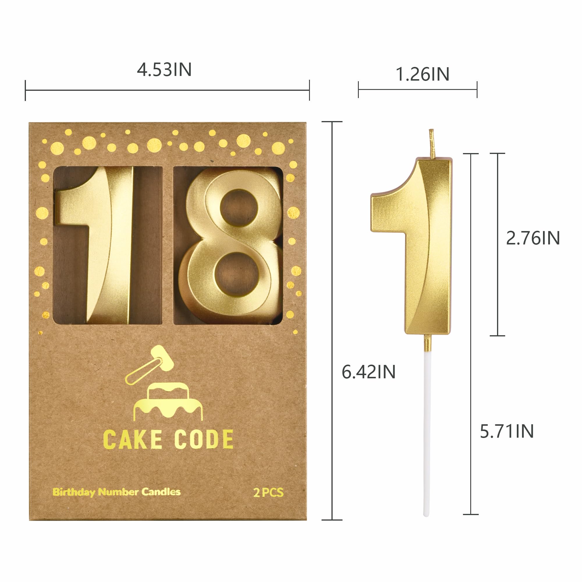 2.76 Inch 18K Gold Plated Diamond Number 18 Birthday Candles - Elegant Gold Number Cake Candles for Birthday Party Decorations & Anniversary Celebrations - Perfect for Cakes, Cupcakes, and Special Occasion Desserts