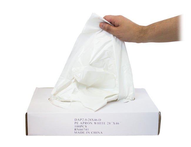 2 Mil White Polyethylene Disposable Aprons - Pack of 500 - Food Safe, Chemical Resistant - Ideal for Restaurants, Labs & Industrial Use