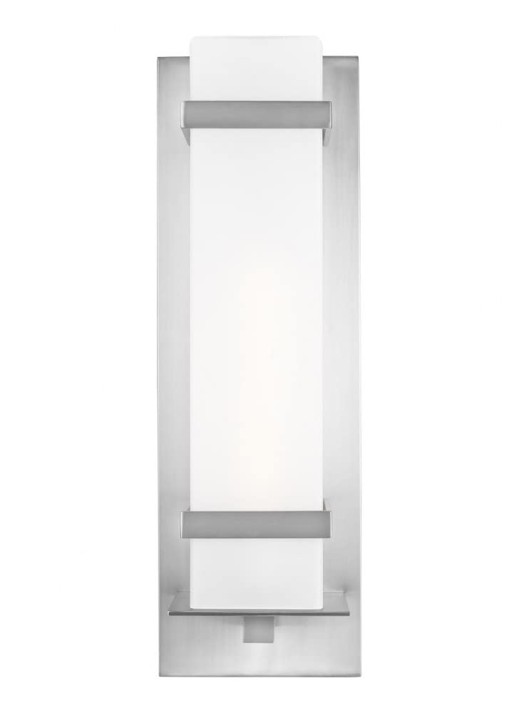 Large 1 Light Outdoor Wall Lantern - Satin Aluminum Finish - Modern Exterior Light Fixture with Incandescent Bulb - Perfect for Porch, Patio, Garden & Entryway Lighting - 73-Bel-4314972