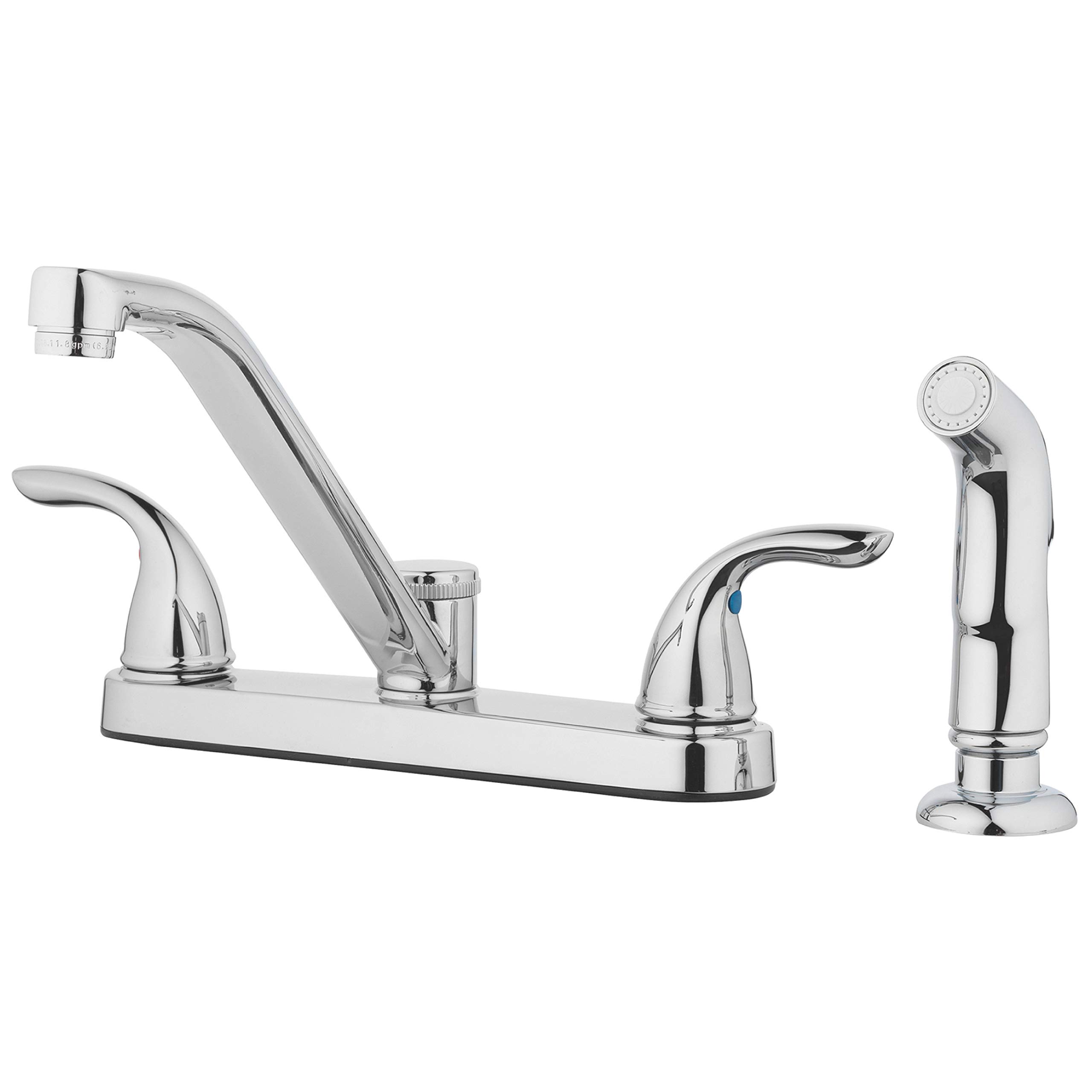 Aqua Vista 25-K82CS-CH-AV Polished Chrome Two Handle Kitchen Sink Faucet with Side Spray - Perfect for Modern Home Kitchen Renovation and Dishwashing Convenience