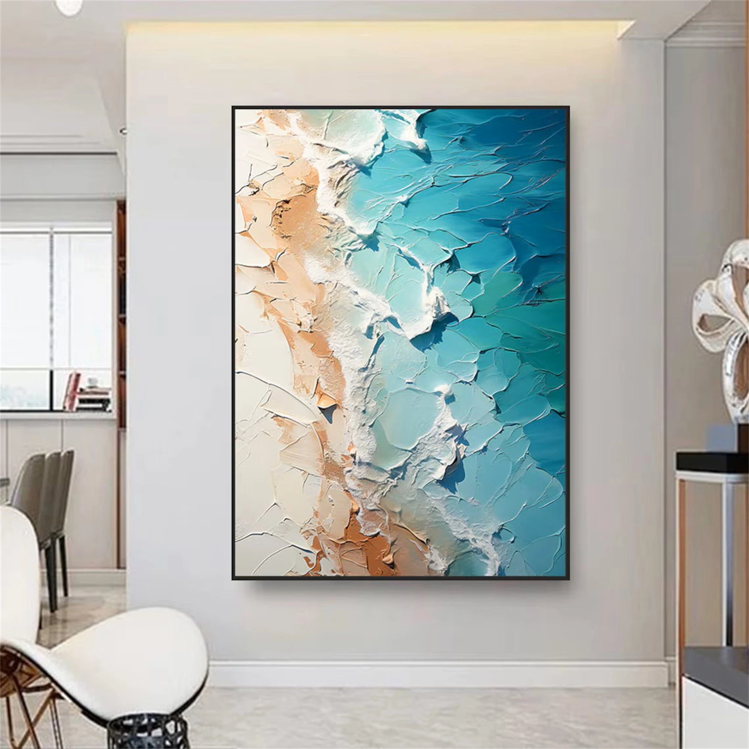 Ocean and Sky Painting #OS 062 - Handmade Wall Art for Home Decor, Office & Living Room - Stunning Seascape Canvas Artwork