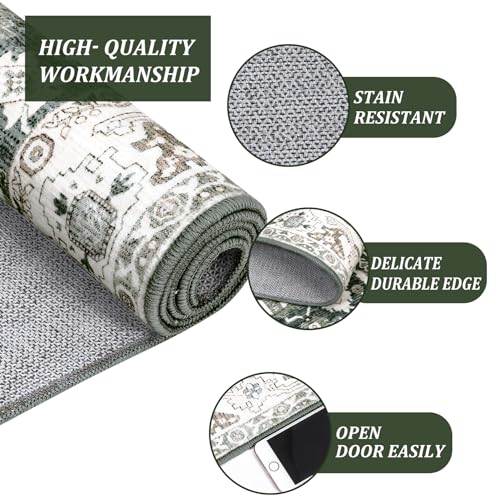 GARVEE 2'x3' Washable Moroccan Boho Rug - Non-Slip Low Profile Area Carpet for Living Room, Bedroom & Dorm Decor