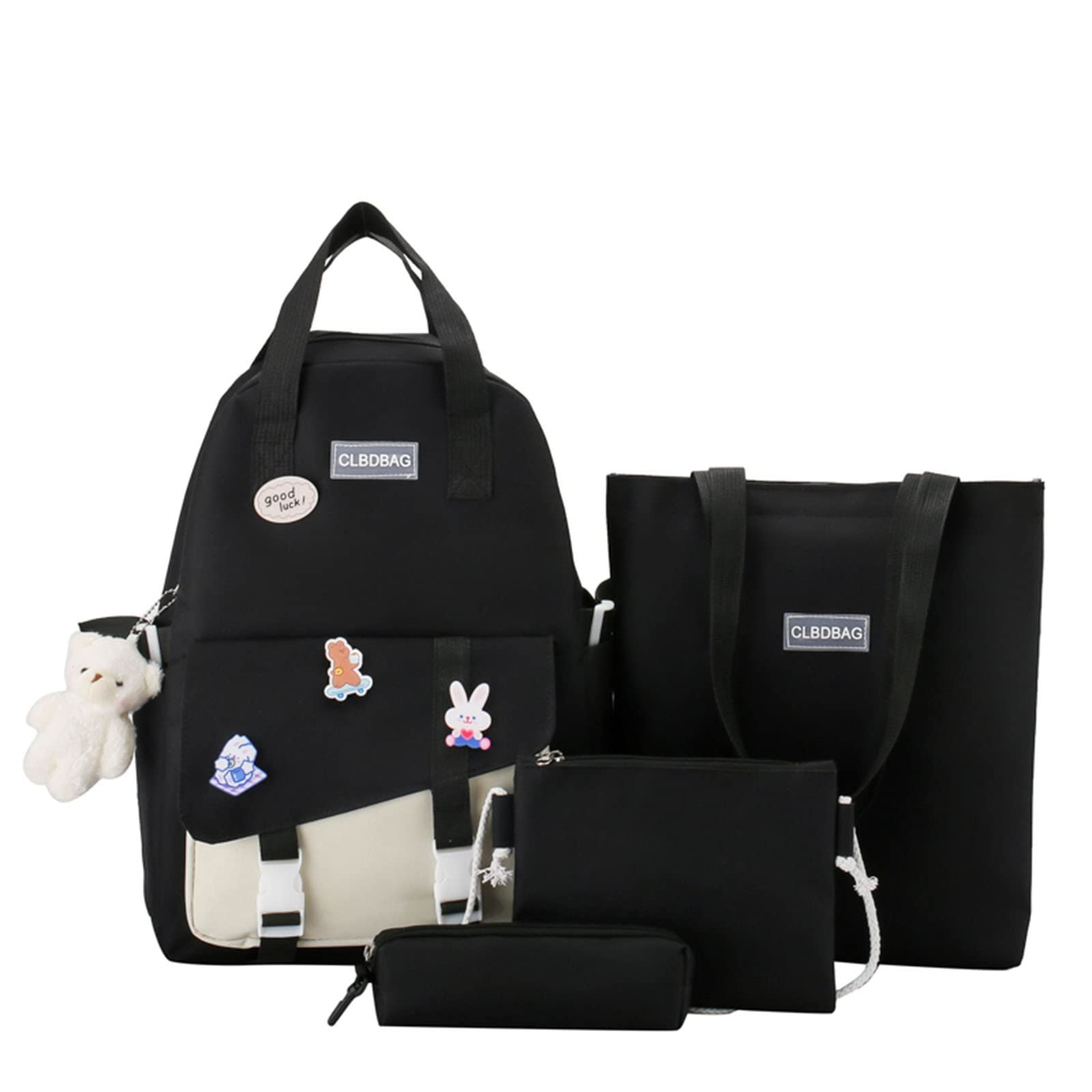 Stylish 4-Piece Backpack Set for Women - Fashionable School Bag, Handbag, Pen Pouch & Coin Purse - Perfect for College, Travel & Outdoor Activities