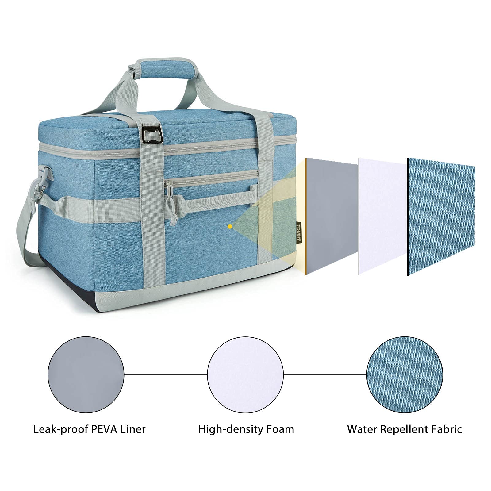 TOURIT 48/60 Can Insulated Soft Cooler Bag - Large Collapsible 32/40L Lunch Cooler for Picnic, Beach, Camping, Work & Travel - Perfect for Outdoor Adventures, BBQs & Road Trips