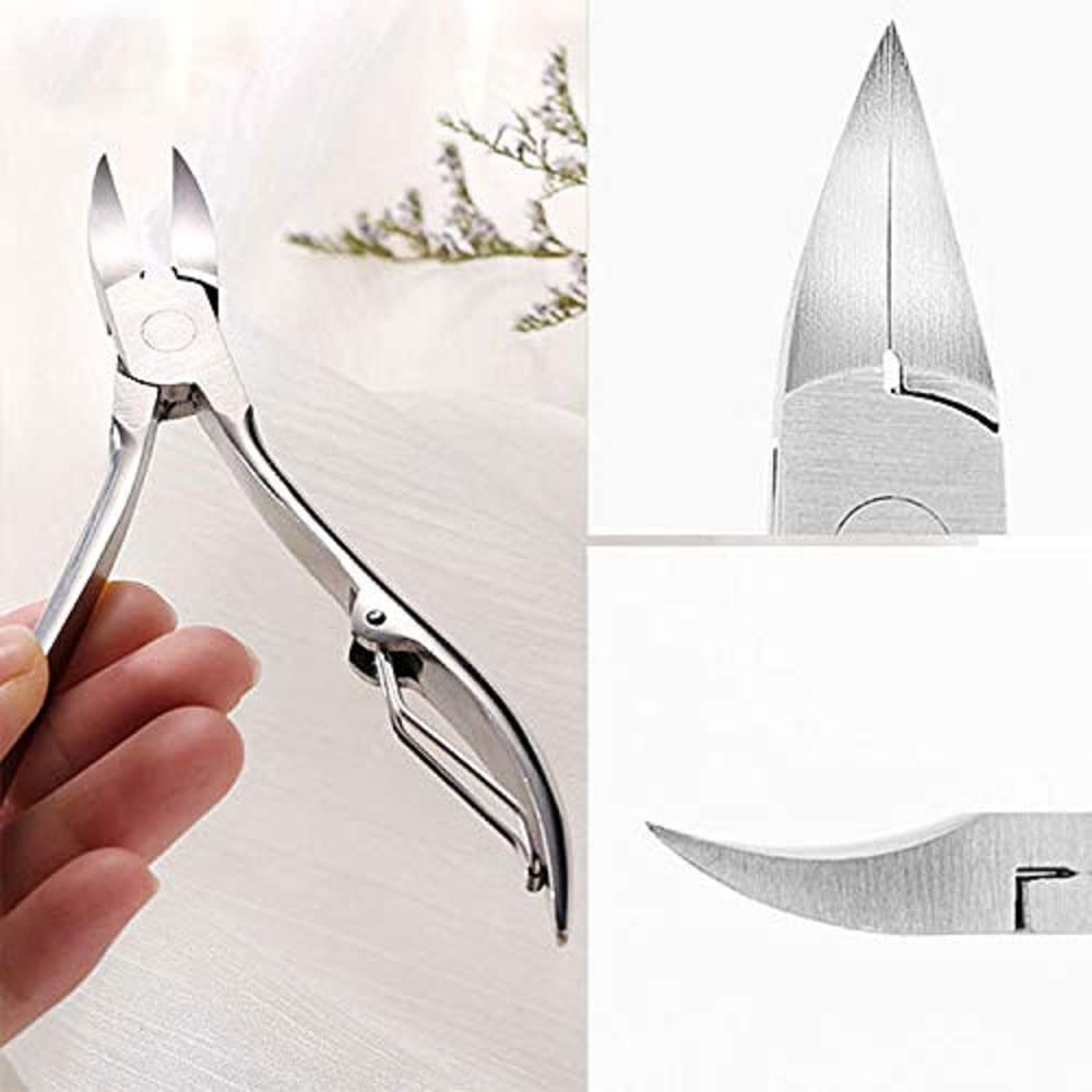 ZAUKY Professional Toe Nail Correction Nippers - Stainless Steel Clipper Cutters for Dead Skin & Dirt Removal - Pedicure Care Tool (Silver) - Perfect for Home Manicure, Salon Use & Foot Care Routine