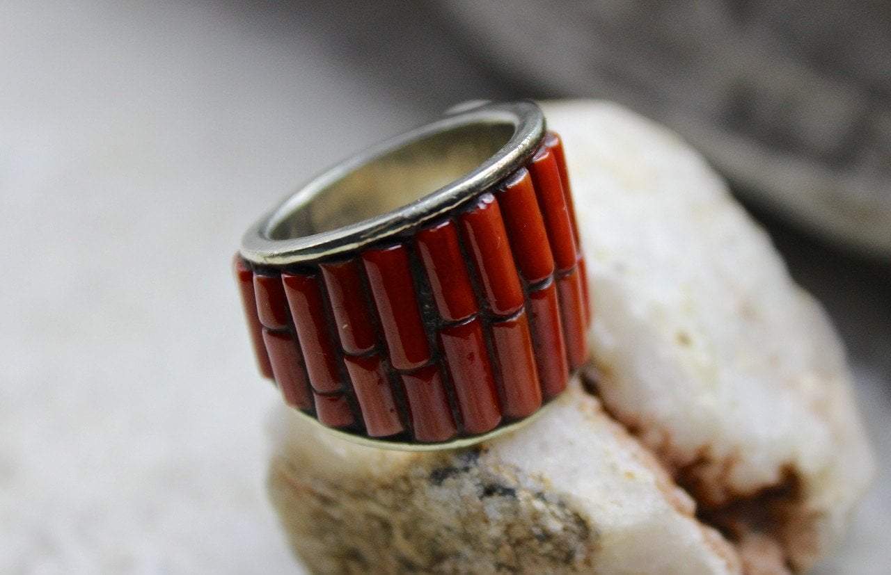Natural Bamboo Coral Ring for Women - Handmade Sterling Silver Jewelry - Perfect for Beach Weddings, Boho Fashion & Everyday Wear
