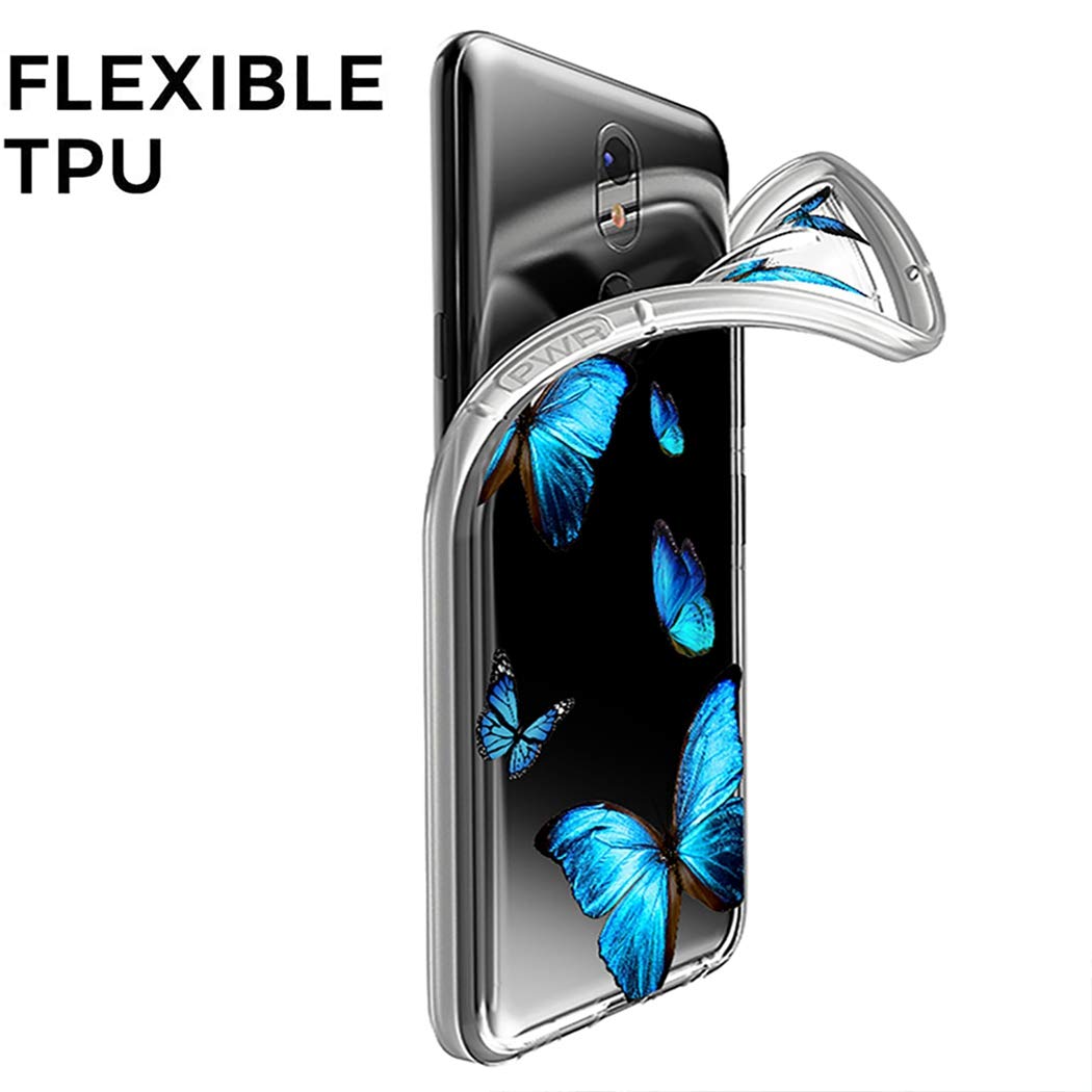 **Cute Soft TPU Shockproof Protective Phone Case for LG K40/K12 Plus/X4 2019/Solo LTE/Harmony 3/Xpression Plus 2 - Blue Butterfly Design, Slim Clear Cover for Women & Girls - Perfect for Everyday Use, Work, and Travel**