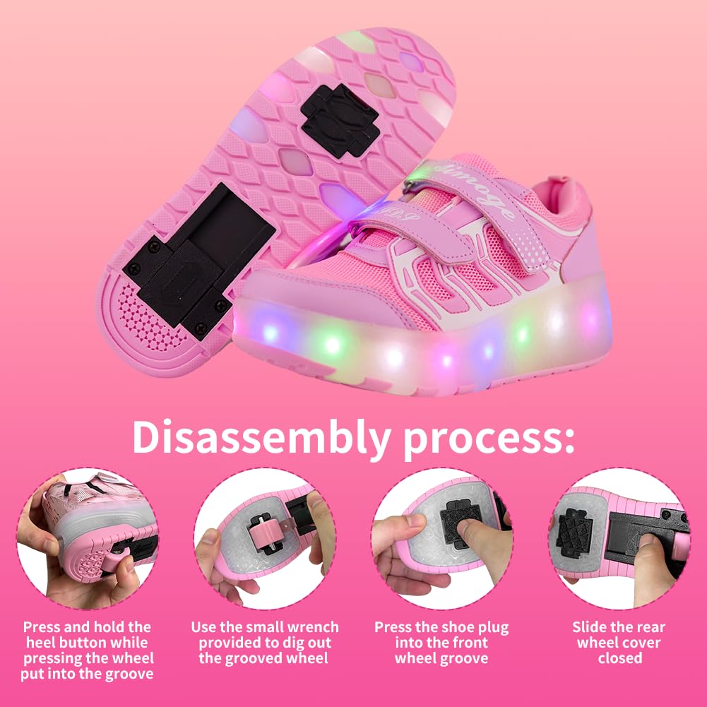 Upgraded Kids Roller Shoes with Double Retractable Wheels - Light Up Rechargeable Sneakers for Boys & Girls - Perfect for Skateboarding, Birthday Gifts & Outdoor Play