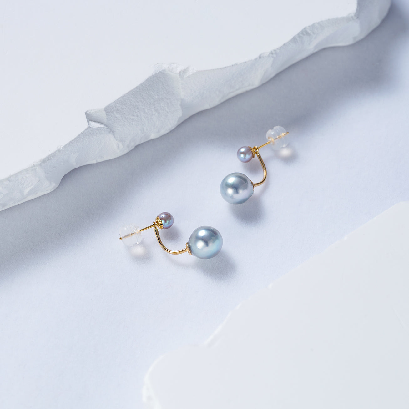 18K Gold Silver Blue Akoya Pearl Stud Earrings for Women - Luxury Japanese Pearls Jewelry Gift for Wedding, Anniversary & Special Occasions