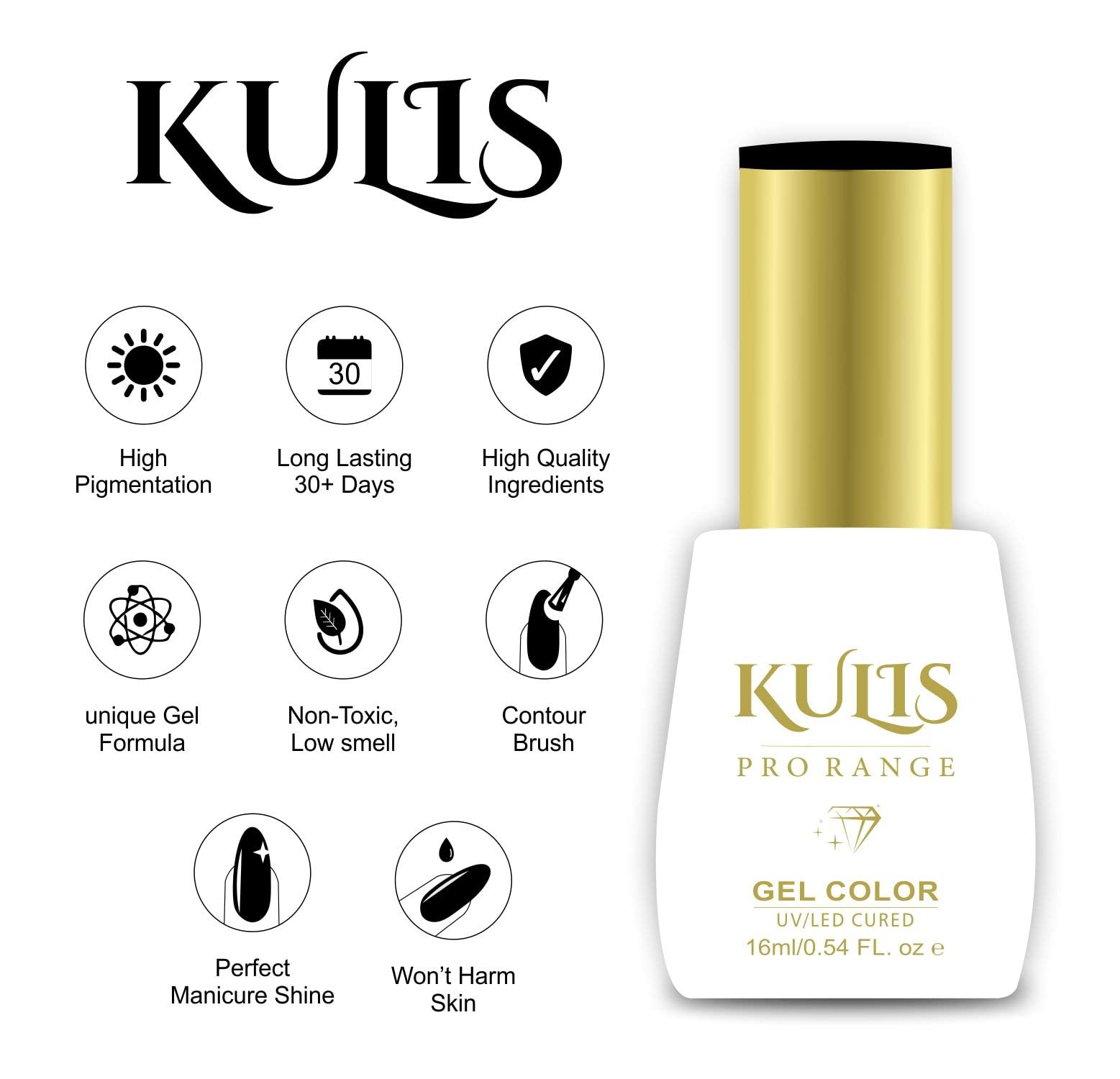 Kulis ProRange Shiny Top Coat & Base Coat Combo - 16ml UV/LED Soak-Off Gel Polish for Long Lasting Manicure & Pedicure | Professional Nail Art Design | Perfect for Salon & Home Use