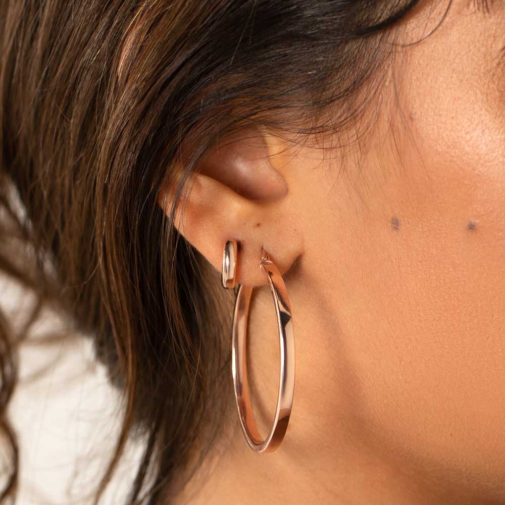 Rose Gold Midi Huggie Earrings for Women - Minimalist Hoop Earrings for Everyday Wear, Date Night & Gifting