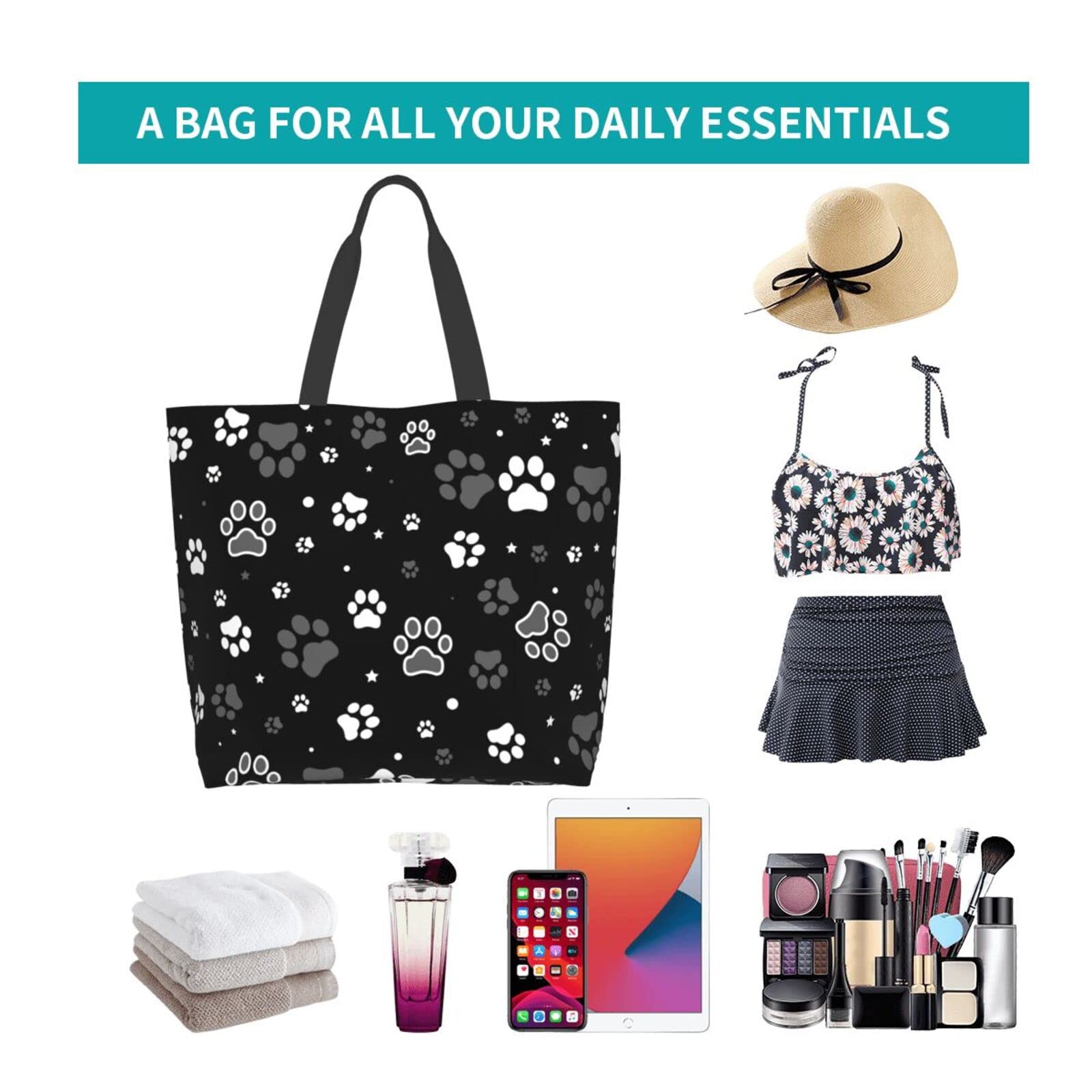 Stylish Large Tote Bag for Women - Durable Reusable Grocery & Beach Bag with Pockets - Funny Gift Idea for Mom, Friends - Perfect for Shopping, Travel, Picnics & Daily Use