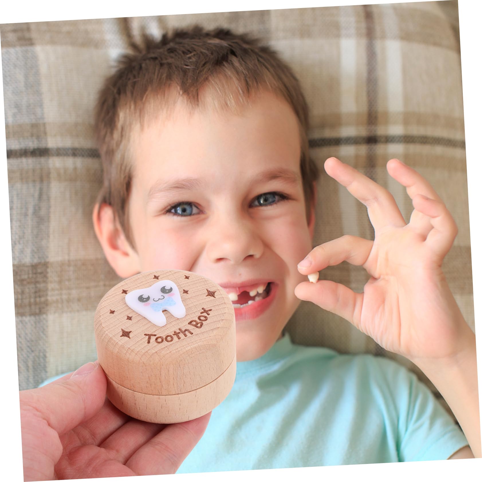 IWOWHERO Unique Wooden Baby Tooth Box - Keepsake Organizer for Boys & Girls to Preserve Childhood Memories | Perfect for First Tooth, Milestone Gifts & Nursery Decor