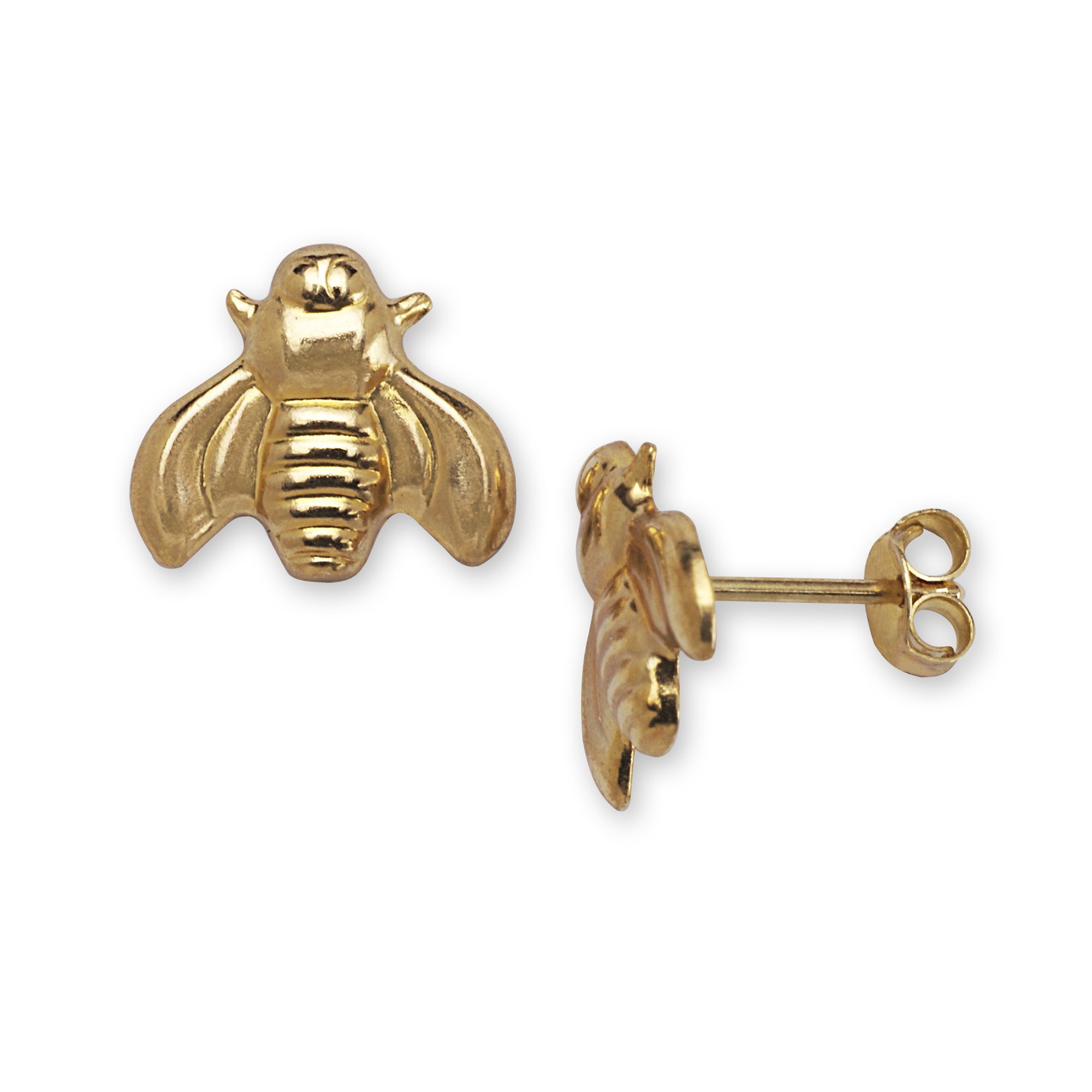 14K Yellow Gold Bee Stud Earrings for Boys & Girls - 9x10mm Dainty Jewelry for Birthdays, Gifts & Everyday Wear