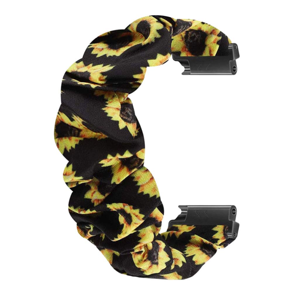Fitbit Sunflower Scrunchie Elastic Watch Band - Soft, Stretchy Replacement Strap for Fitbit Trackers - Perfect for Workouts, Yoga & Everyday Wear