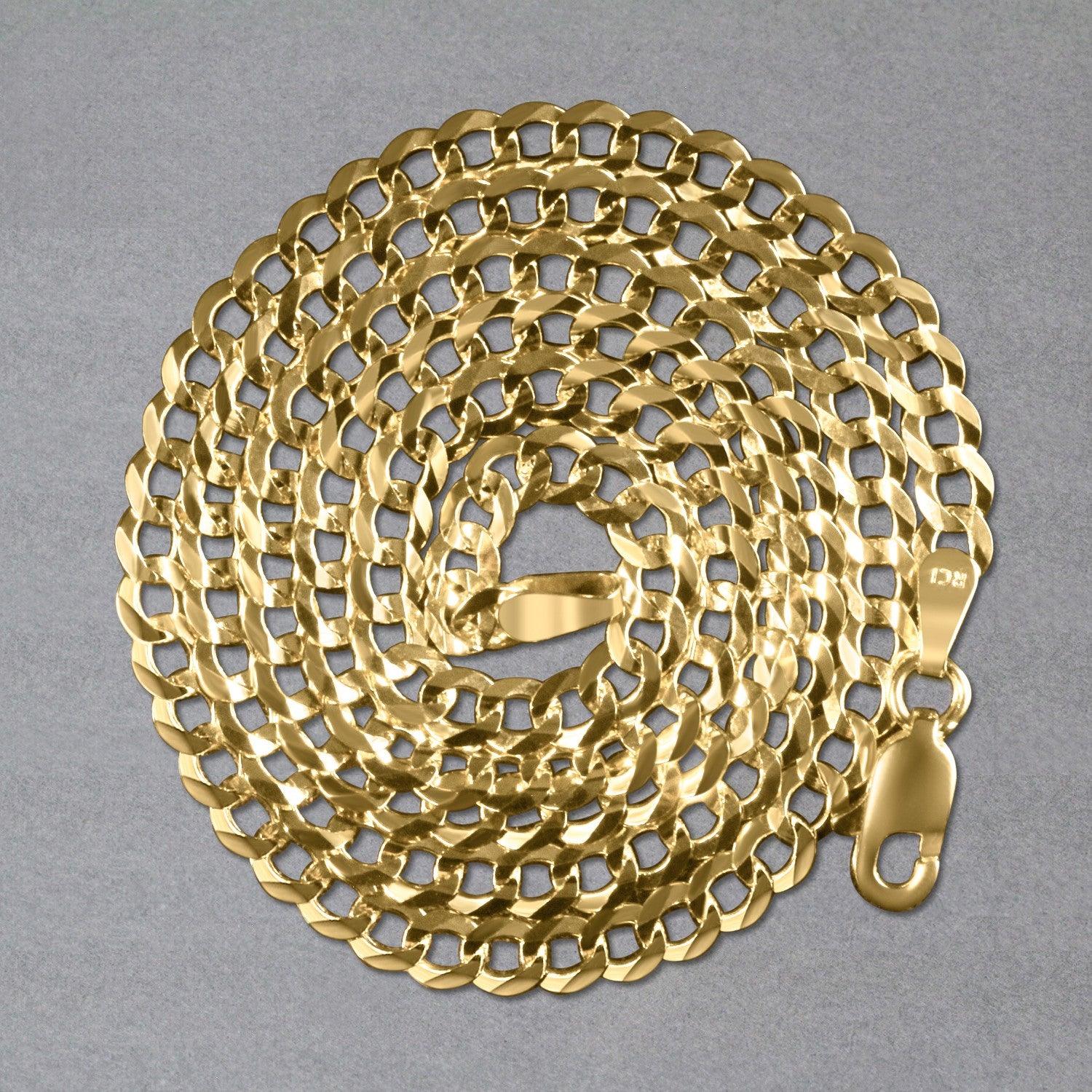 3.6mm 14k Solid Yellow Gold Curb Chain Necklace for Men & Women - Perfect for Layering, Everyday Wear, and Gift Giving